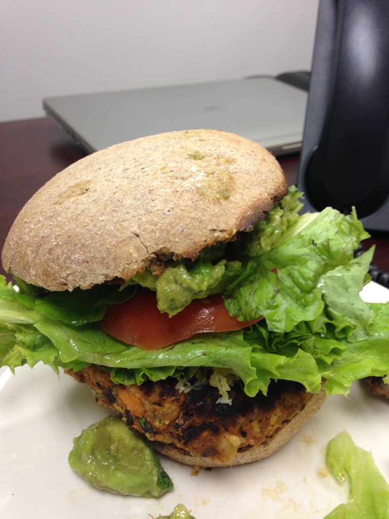 Homemade black bean and sweet potato burgers with whole wheat buns made from scratch!